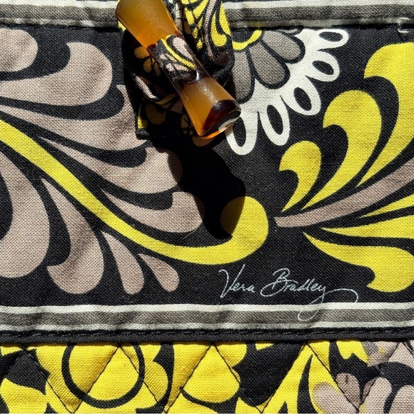 Vera Bradley Baroque Quilted Tote Bag Yellow Gray Floral Retired Pattern - Picture 3 of 7